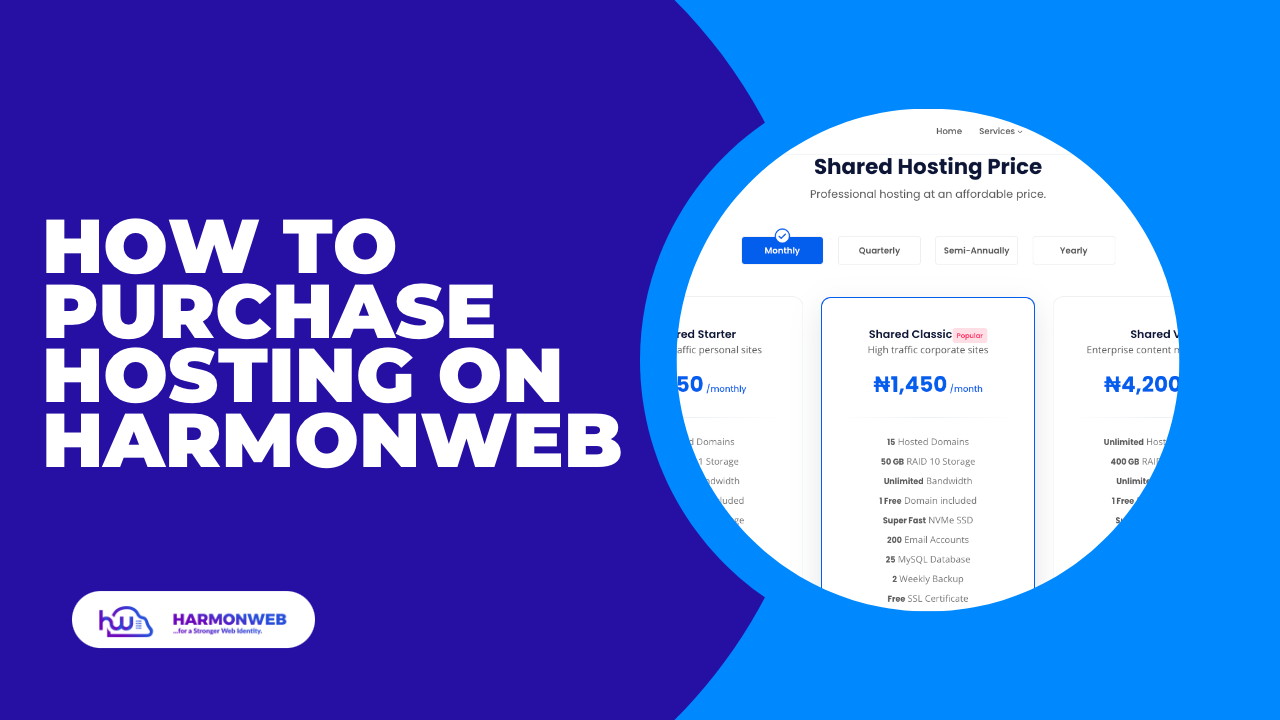 How To Purchase Hosting On HarmonWeb