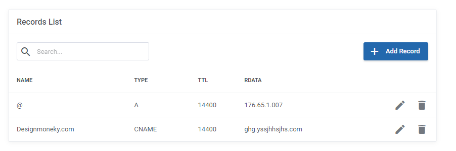 DNS Record List