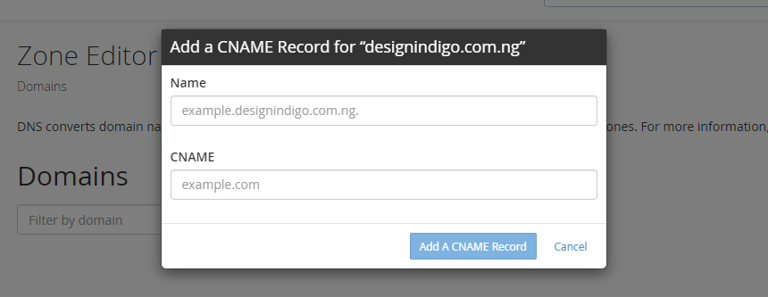 Add A Cname Record in Cpanel