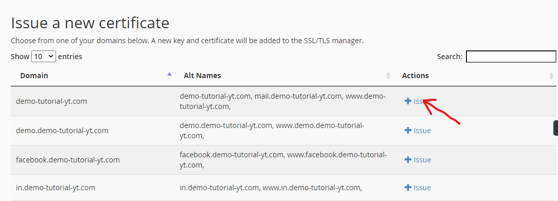 issuing the ssl