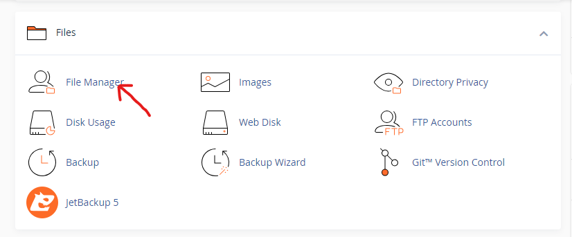 files section in cpanel