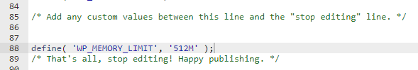 increasing the wordpress memory limit