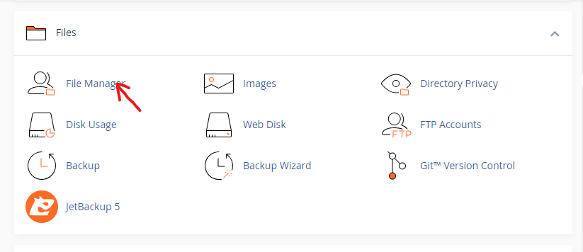 files section in cpanel