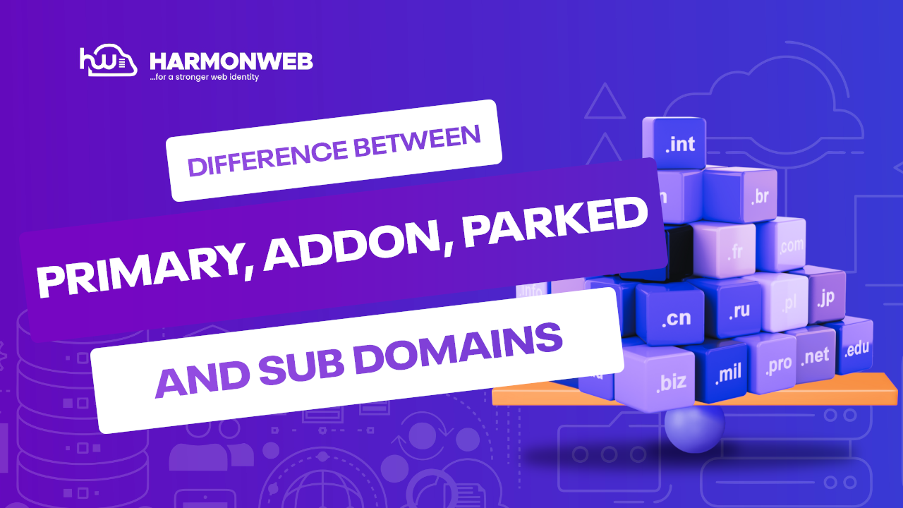 difference between primary, addon, parked and subdomains