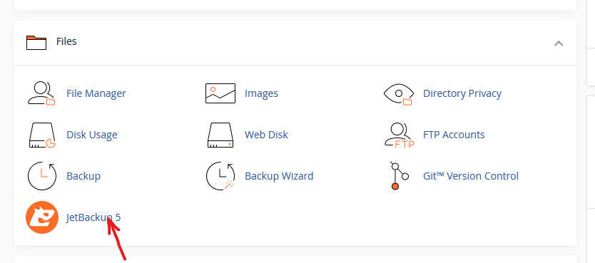 restore your website files on JetBackUp