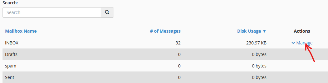 check email disk usage in cPanel