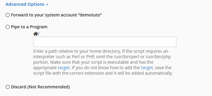 set up a default email address in cPanel