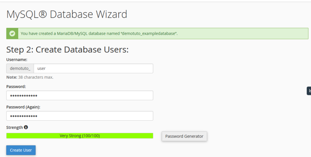 create a MySQL Database with MySQL Database Wizard