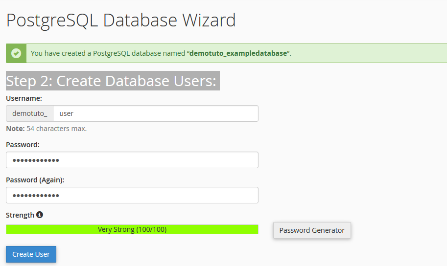 create PostgreSQL Database using PostgreSQL Database Wizard