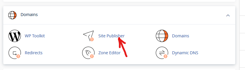 use Site Publisher in cPanel