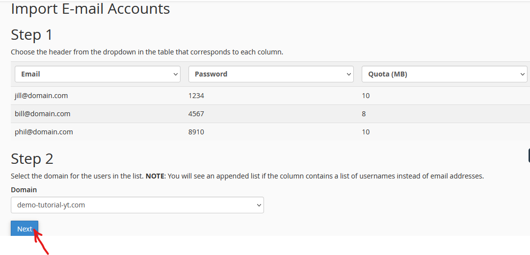 address importer in your cpanel