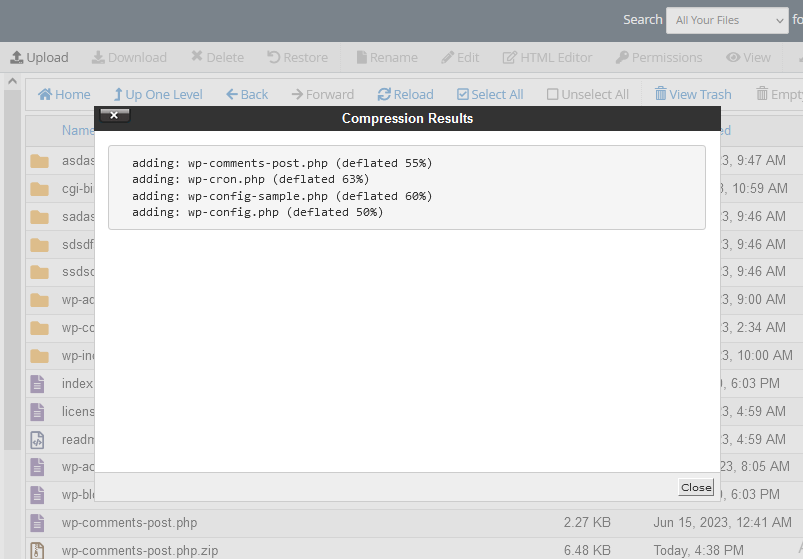 compress and uncompress files with File Manager