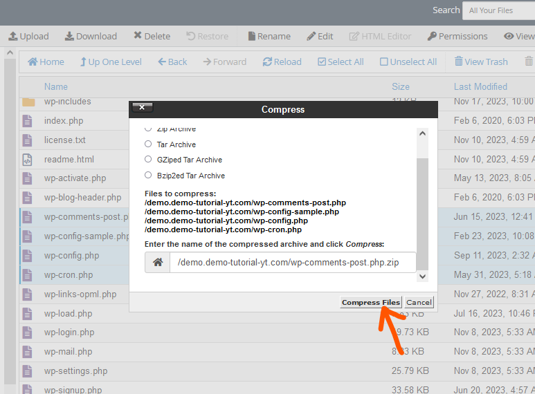 compress and uncompress files with File Manager