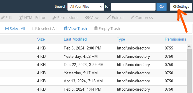 hidden files in cPanel