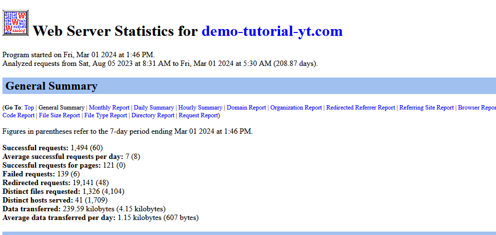 website statistics with Analog Stats