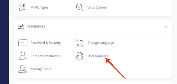 manage users in cPanel