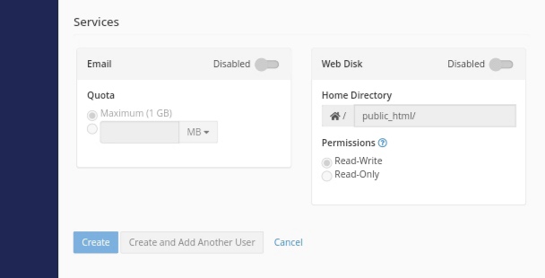 manage users in cPanel