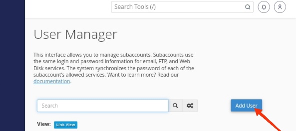 manage users in cPanel